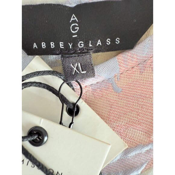 NWT Abbey Glass Women's Marty Top XL Lilac Floral Jacquard Crew Neck Short Sleev - Picture 7 of 13